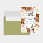 Vasari | Bridal Shower Invitation Cards Brown Flowers Design