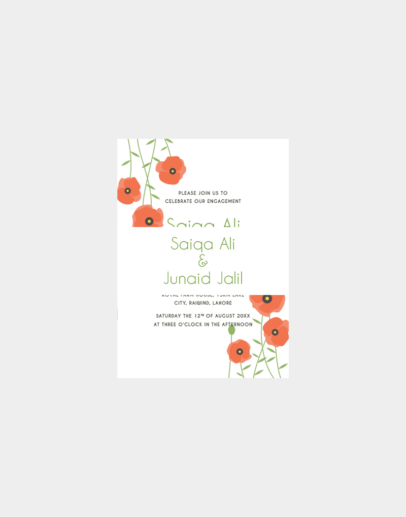 Vasari | Red Flowers Design Wedding Card