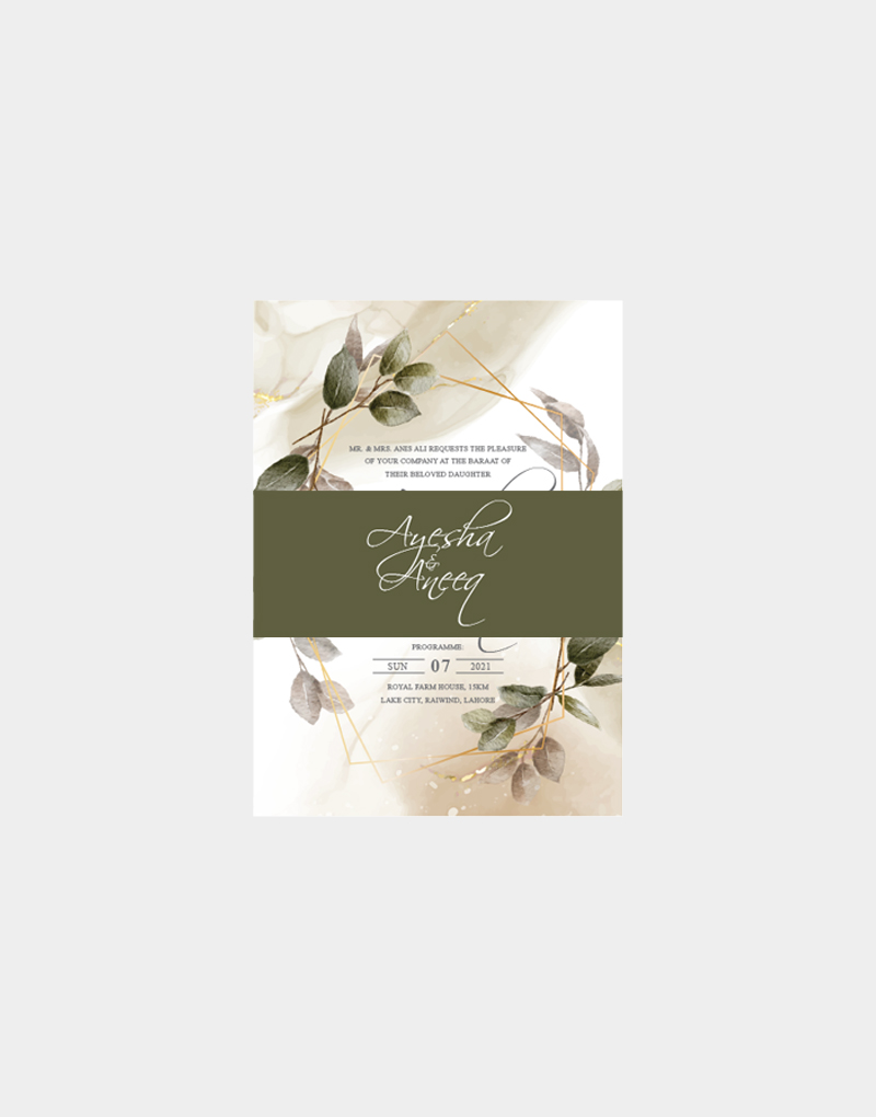 Vasari | Green Floral Wedding Card