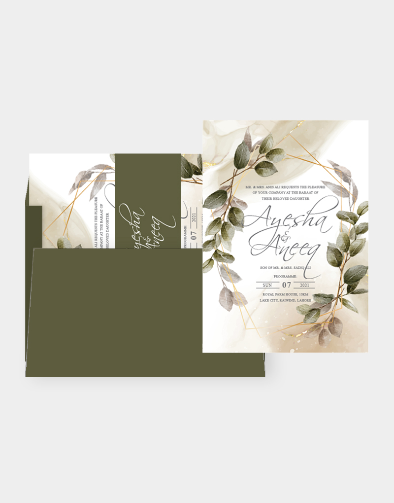 Vasari | Green Floral Wedding Card