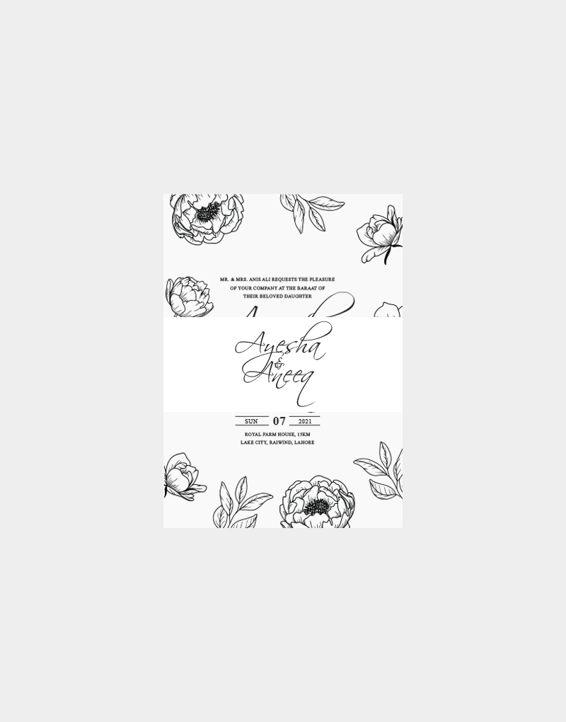 Vasari | Line Art Floral Wedding Card