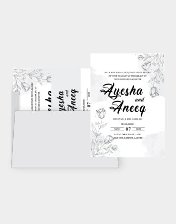 Vasari | Grey Flower Design Wedding Card