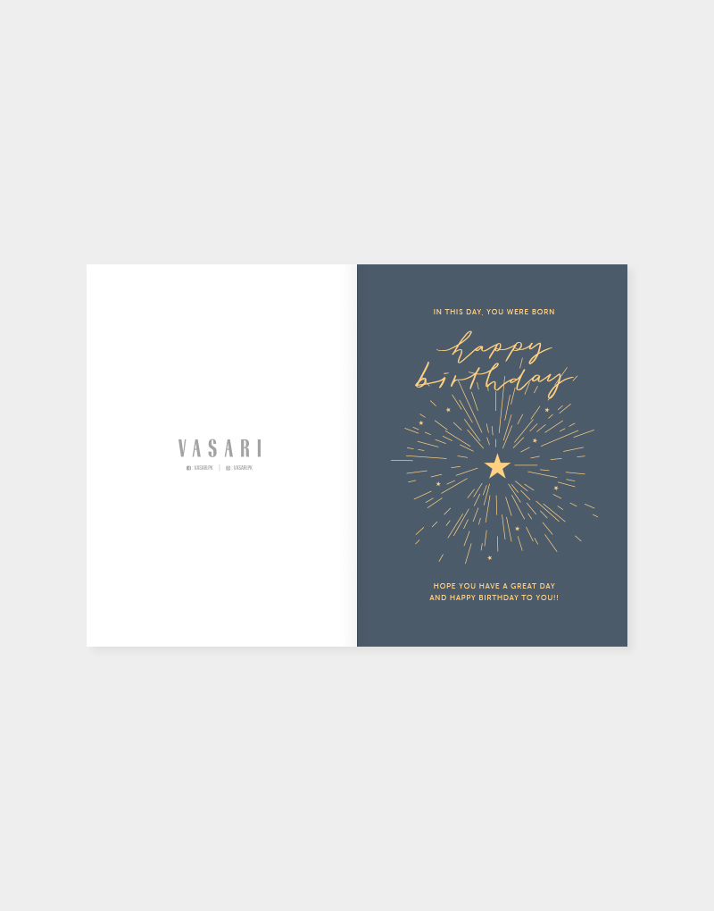 Vasari | Happy Birthday Card Gold Star Design