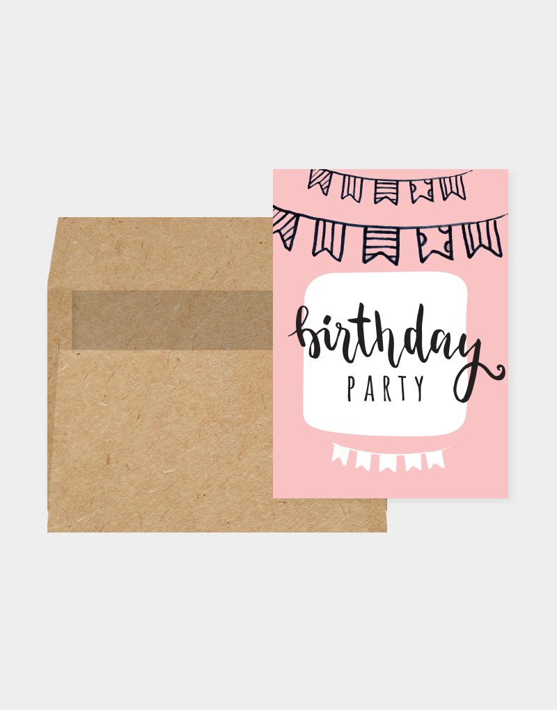Vasari | Happy Birthday Card Pink Buntings Design