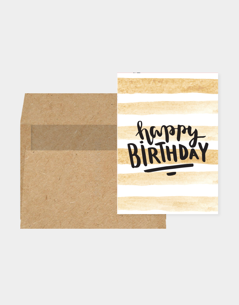 Vasari | Happy Birthday Card Brown Lines Design