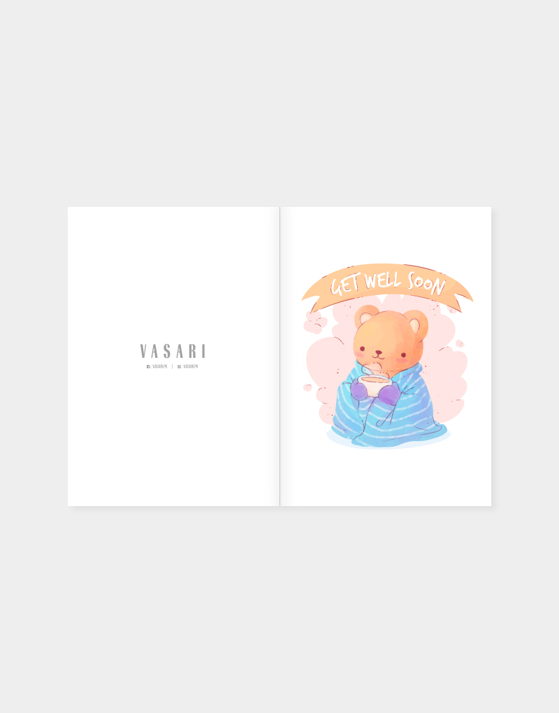 Vasari | Get Well Soon Card Cute Bunny Design