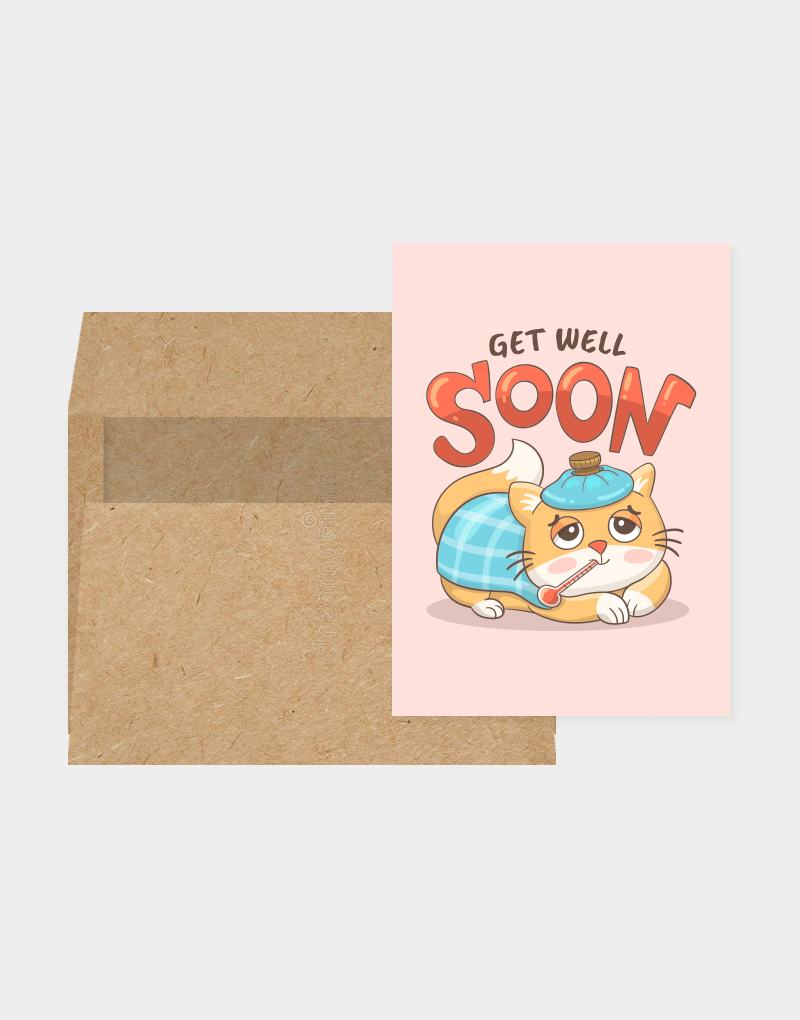 Vasari | Get Well Soon Card Cute Kitty Design