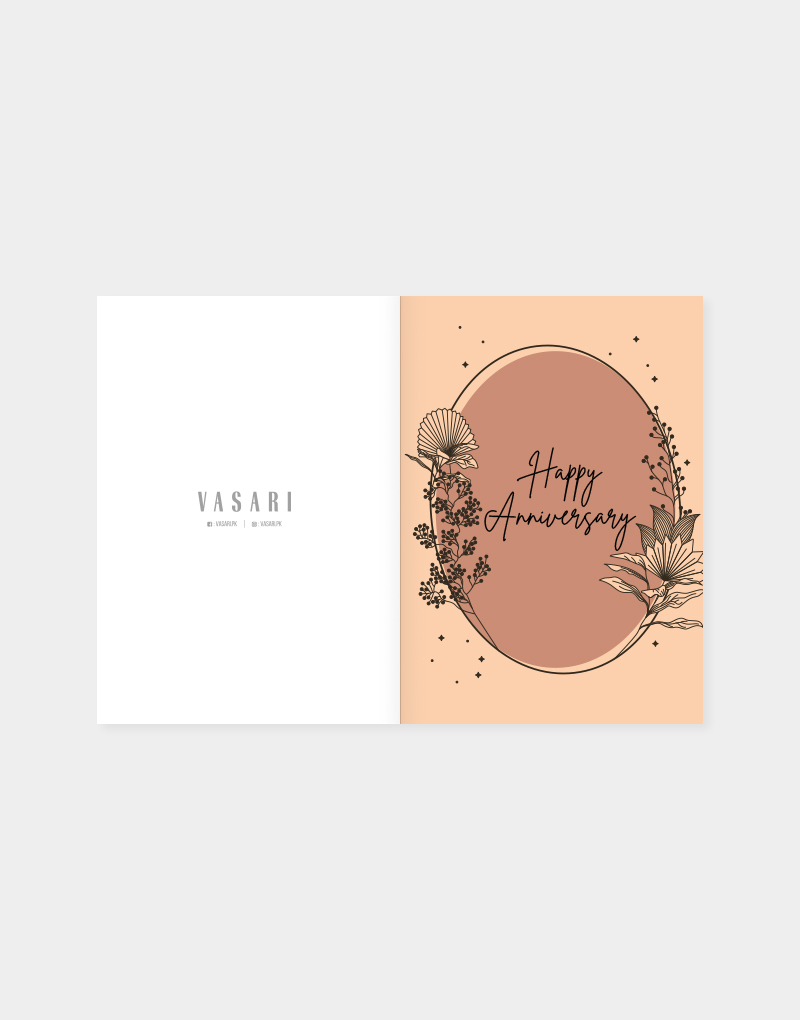 Vasari | Happy Anniversary Card Brown Flower Graphics