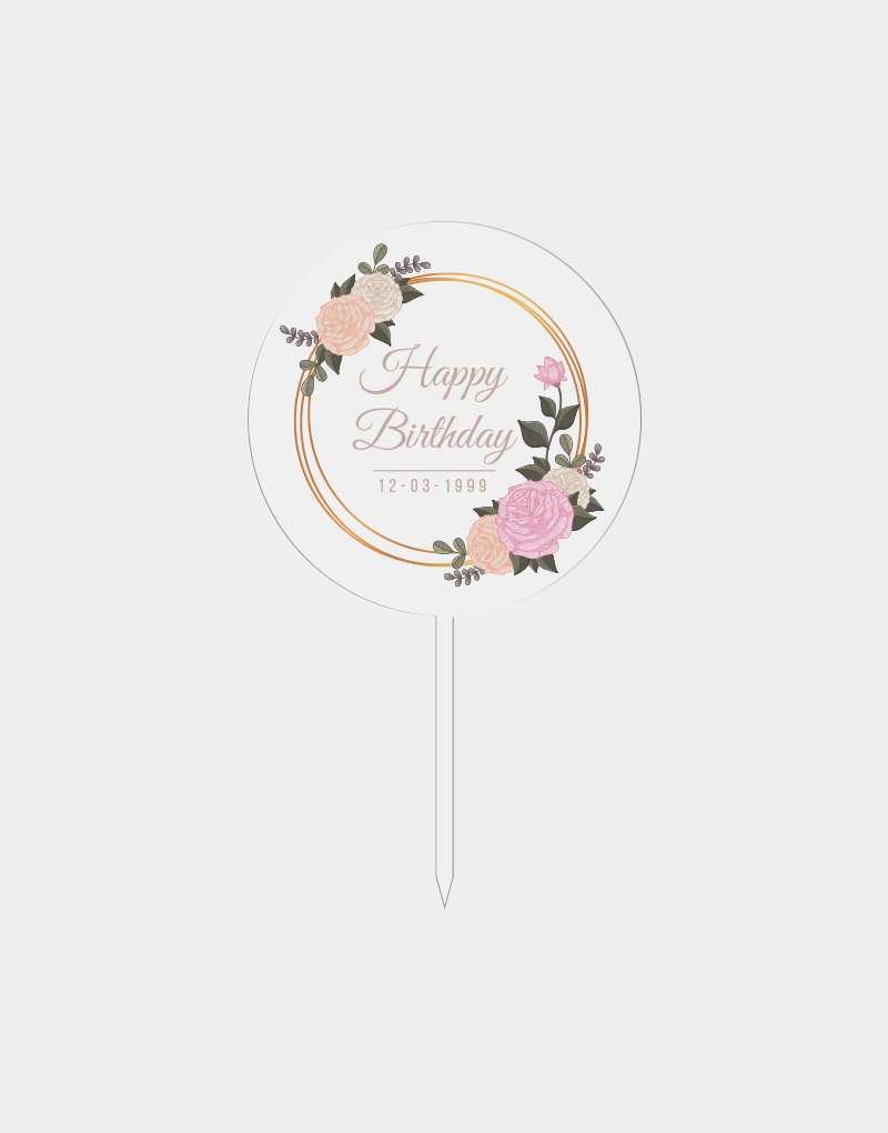 Vasari | Cake Topper (Happy Birthday With Date)